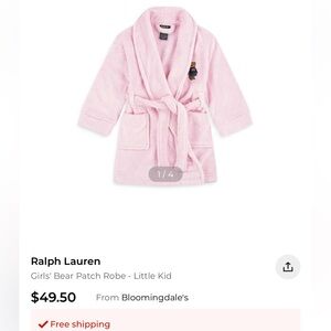 Ralph Lauren Bear Pink Robe 2T